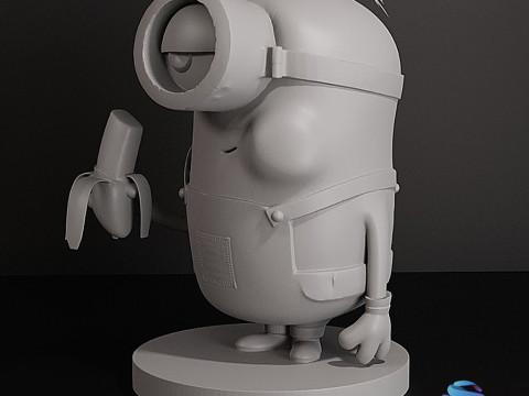 饥饿的小黄人吃香蕉 3D 打印模型 3D 打印模型