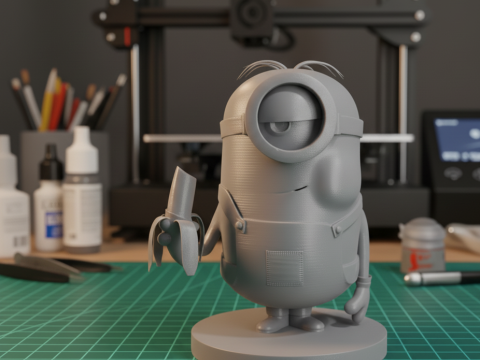 饥饿的小黄人吃香蕉 3D 打印模型 3D 打印模型