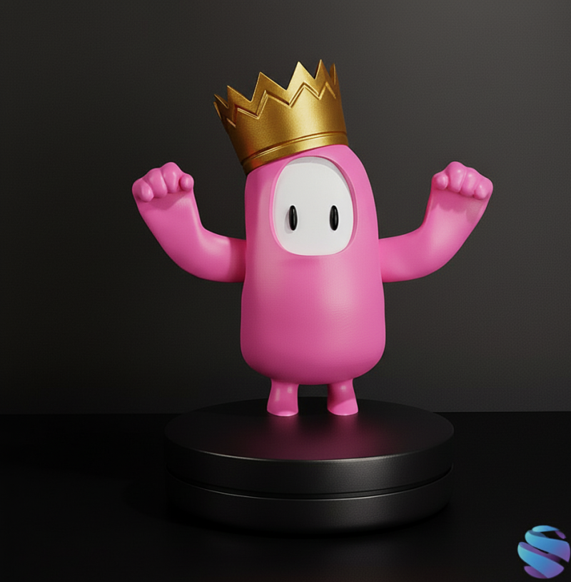 Taç Ön Destekli STL Dosyalarıyla Fall Guys Zafer Pozu 3D Baskı Modeli .c4d .max .obj .3ds .fbx .stl .blend 