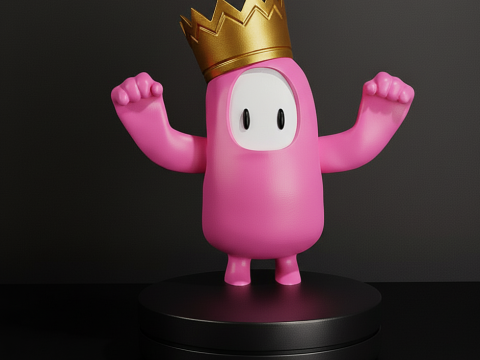 Taç Ön Destekli STL Dosyalarıyla Fall Guys Zafer Pozu 3D Baskı Modeli