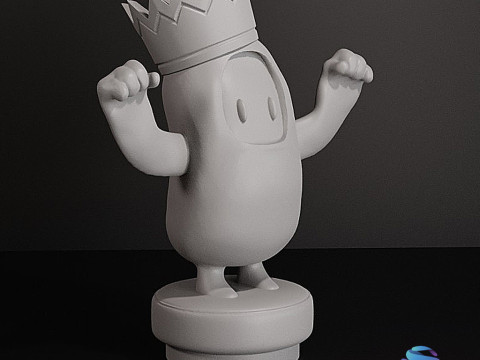 Taç Ön Destekli STL Dosyalarıyla Fall Guys Zafer Pozu 3D Baskı Modeli