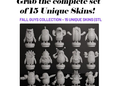 Taç Ön Destekli STL Dosyalarıyla Fall Guys Zafer Pozu 3D Baskı Modeli