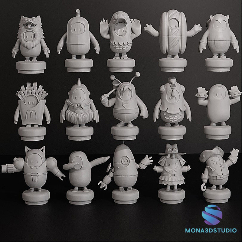 Fall Guys Koleksiyonu 15 Benzersiz Görünüm STL Dosyası 3D Baskı Modeli .c4d .max .obj .3ds .fbx .stl .blend 