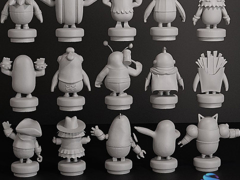 Fall Guys Koleksiyonu 15 Benzersiz Görünüm STL Dosyası 3D Baskı Modeli