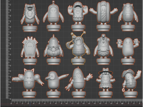 Fall Guys Koleksiyonu 15 Benzersiz Görünüm STL Dosyası 3D Baskı Modeli