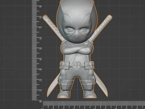 Deadpool CHIBI 3D Printable Model One-Piece Pre-Supported 3D Print Model