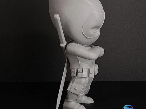 Deadpool CHIBI 3D Printable Model One-Piece Pre-Supported 3D Print Model