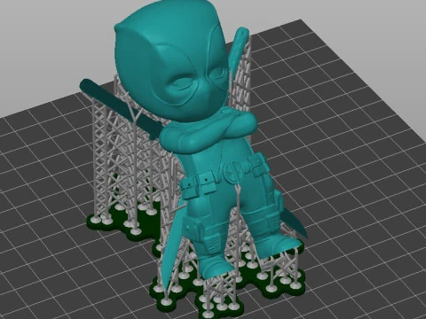 Deadpool CHIBI 3D Printable Model One-Piece Pre-Supported 3D Print Model