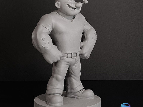 Статуя Попая для 3D-печати с опорами для основания 125 см 3D Принт Модель