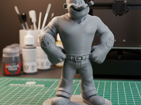 Статуя Попая для 3D-печати с опорами для основания 125 см 3D Принт Модель