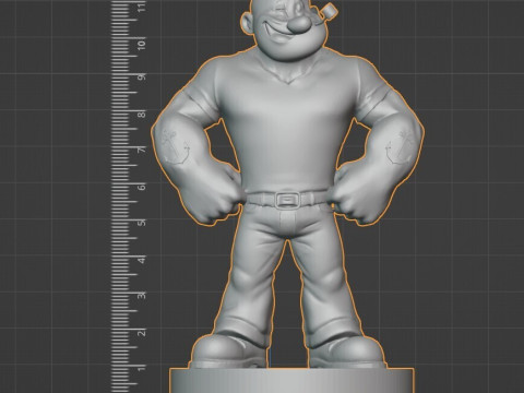 Статуя Попая для 3D-печати с опорами для основания 125 см 3D Принт Модель