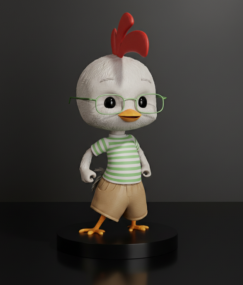 Chicken Little - Tabanlı ve Ön Destekli SLA'ya Hazır 3D Aksiyon Figürü 3D Baskı Modeli .c4d .max .obj .3ds .fbx .stl .blend 