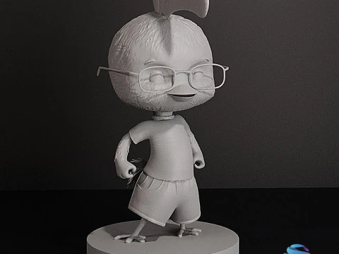 Chicken Little - 3D Action Figure with Base and Pre-Supported SLA Ready 3D Print Model