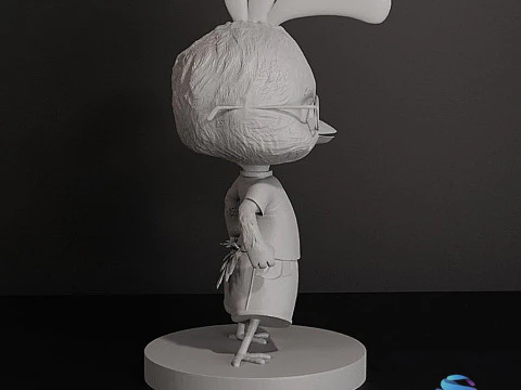 Chicken Little - 3D Action Figure with Base and Pre-Supported SLA Ready 3D Print Model