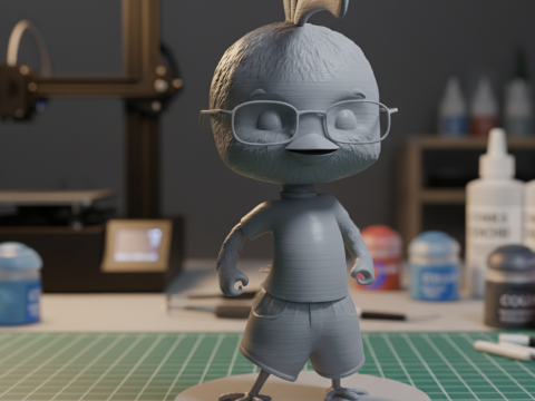 Chicken Little - Tabanlı ve Ön Destekli SLA'ya Hazır 3D Aksiyon Figürü 3D Baskı Modeli