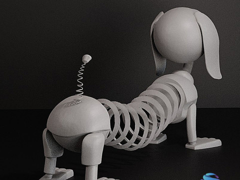 Slinky Dog Statique Modèle imprimable en 3D Toy Story Modèles 3D en vedette