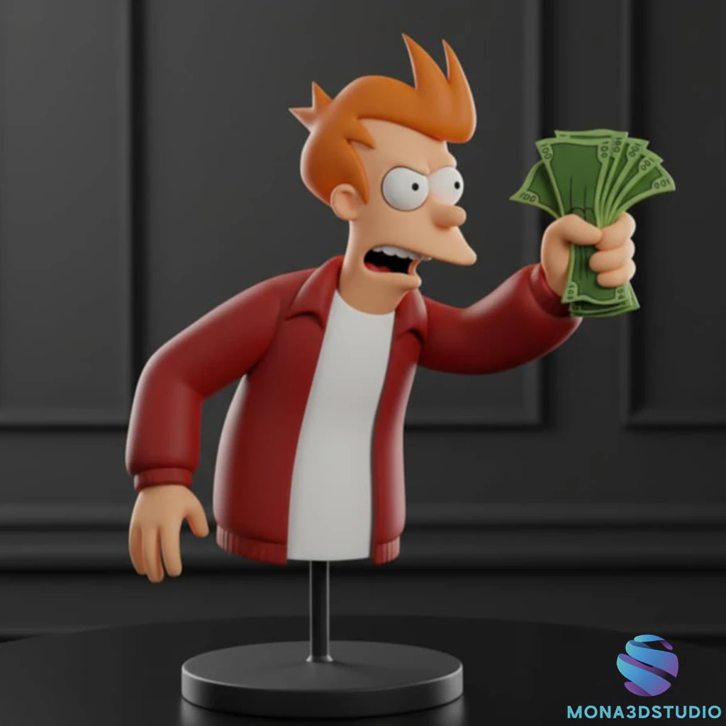 Fry Bust Futurama - Printable STL 3D Print Model .c4d .max .obj .3ds .fbx .stl .blend 