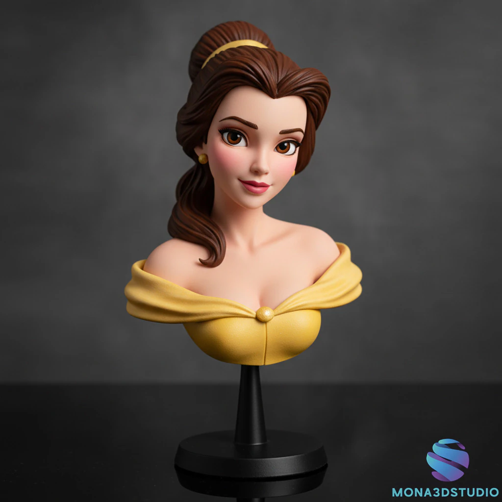 Belle Bust Beauty and the Beast - Printable STL 3D Print Model .c4d .max .obj .3ds .fbx .stl .blend 