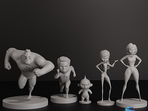The Incredibles completeren de superheldenfamilie 3D printmodel