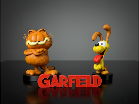 Garfield Odie Garfield Logo Fan Art Set 3D Print Model