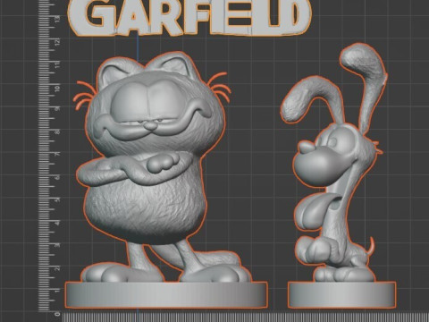 Garfield Odie Garfield Logo Fan Art Set Modelo de impresión 3D