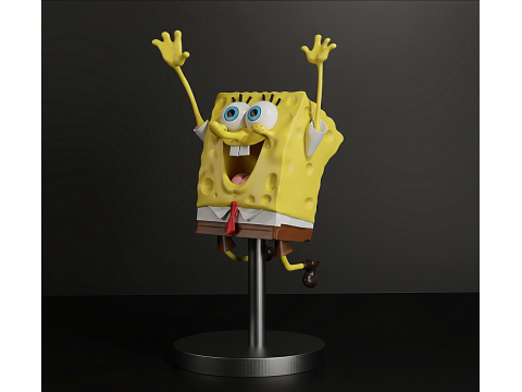 Стрибаючий Губка Боб STL з монтажною основою 3D Принт Модель
