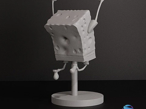 Jumping SpongeBob STL with Mountable Base 3D Print Model