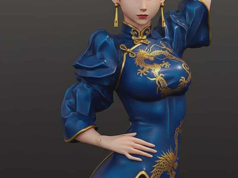 Patung Gadis Petarung Bergaya Terinspirasi oleh Game Pertarungan Klasik STL Model Cetak 3D