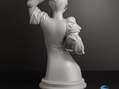 Stylized Fighter Girl Bust Inspired by Classic Fighting Games STL 3D Print Model