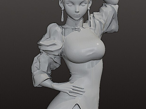 Stylized Fighter Girl Bust Inspired by Classic Fighting Games STL 3D Print Model