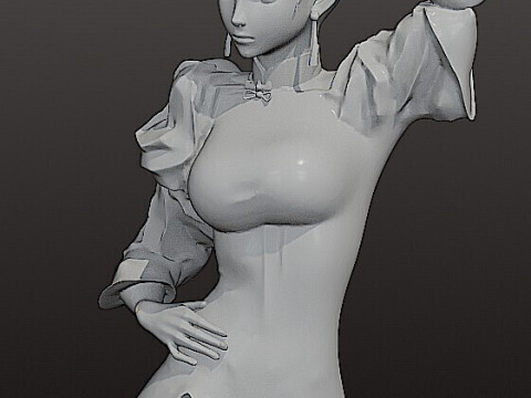 Stylized Fighter Girl Bust Inspired by Classic Fighting Games STL 3D Print Model
