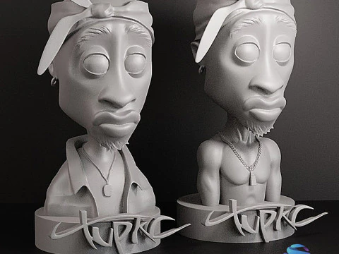 Стилизованная 3D-скульптура Тупака Шакура, 2 версии, без рубашки в одежде 3D Принт Модель