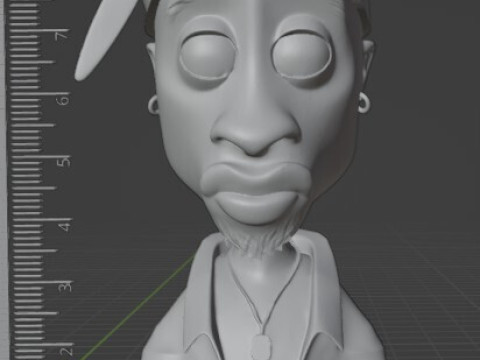 Tupac Shakur Stylized 3D Sculpture 2 Versions Shirtless Clothed 3D Print Model