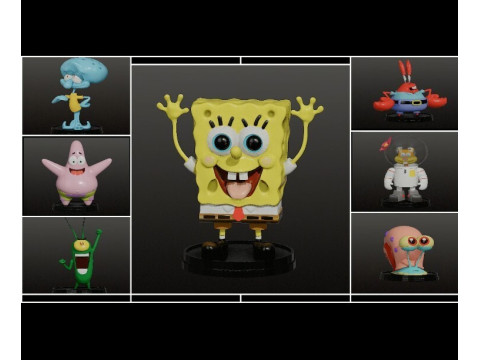 Kolekcja Spongeboba — Lychee przed wsparciem STL — gotowa do druku Model do druku 3D