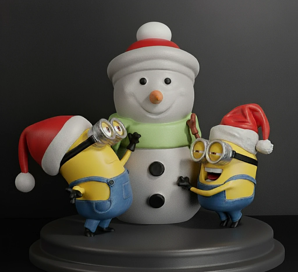 MINIONS SNOWMAN CHRISTMAS 3D Print Model .c4d .max .obj .3ds .fbx .stl .blend 