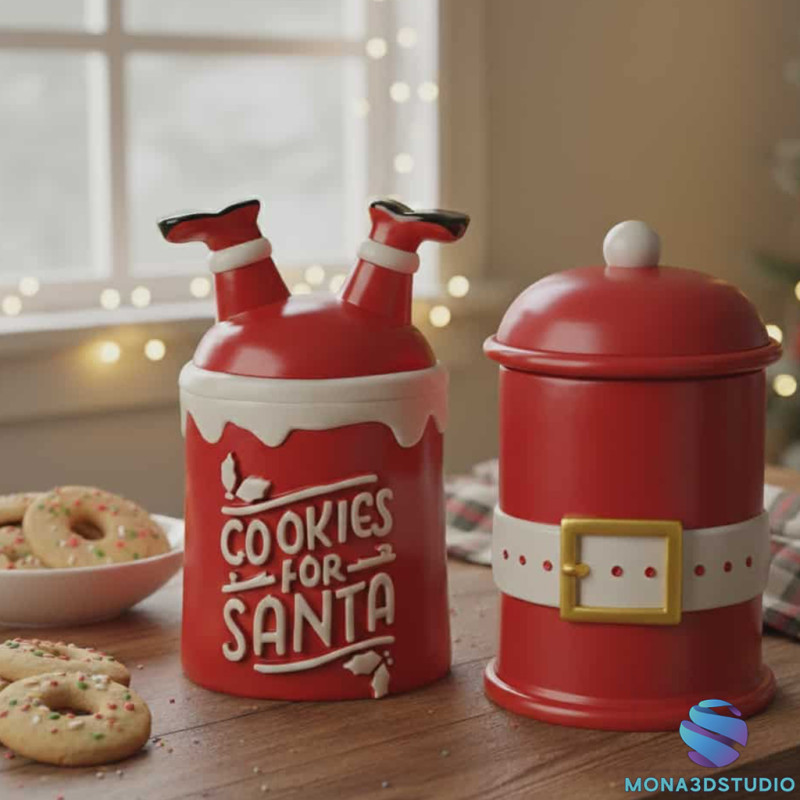 크리스마스 쿠키 항아리 3D STL - 산타를 위한 산타 쿠키 3D 프린트 모델 .c4d .max .obj .3ds .fbx .stl .blend 