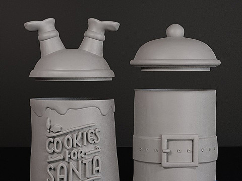 크리스마스 쿠키 항아리 3D STL - 산타를 위한 산타 쿠키 3D 프린트 모델