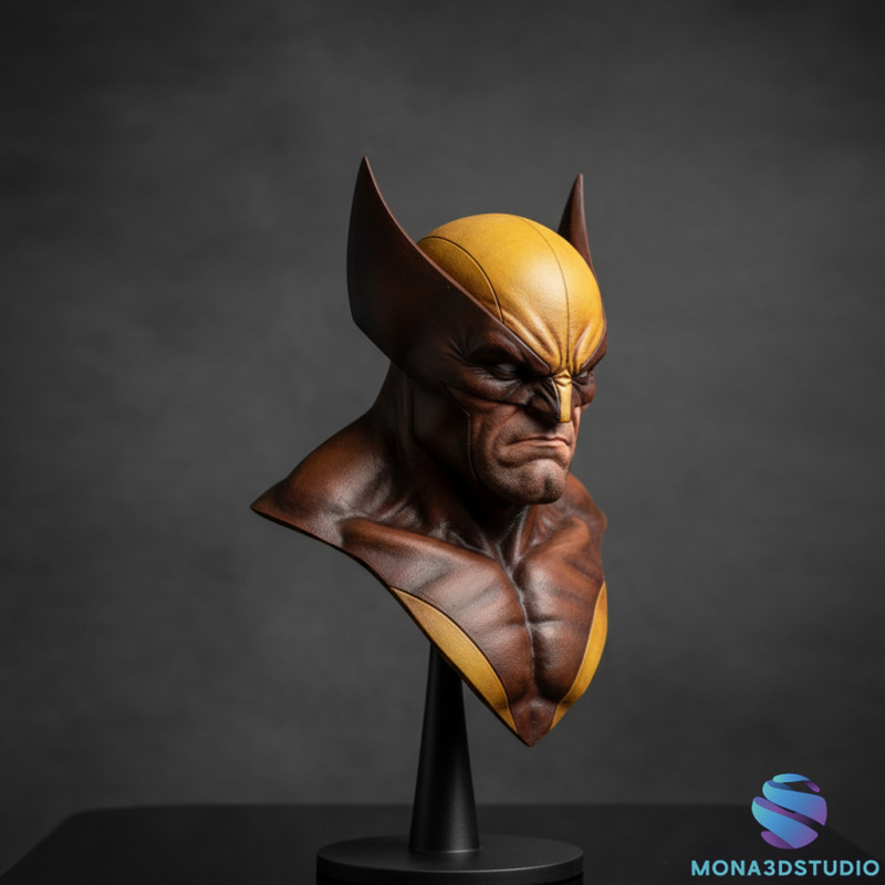 Wolverine Bust - Printable STL 3D Print Model .c4d .max .obj .3ds .fbx .stl .blend 