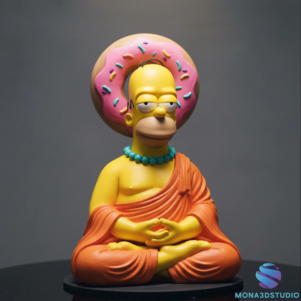Homer Simpson Buddha STL 3D Print Model 3D Print Model .c4d .max .obj .3ds .fbx .stl .blend 
