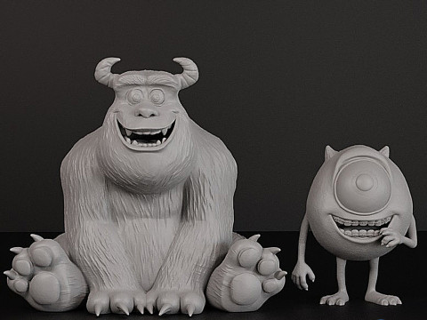 Майк і Саллі - 3D-моделі для друку на полі, натхненні Monsters Inc 3D Принт Модель