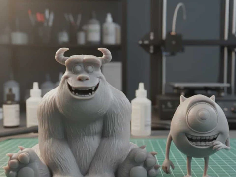Mike y Sulley - Modelos de impresi&oacute;n de resina 3D inspirados en Monsters Inc Modelo de impresión 3D