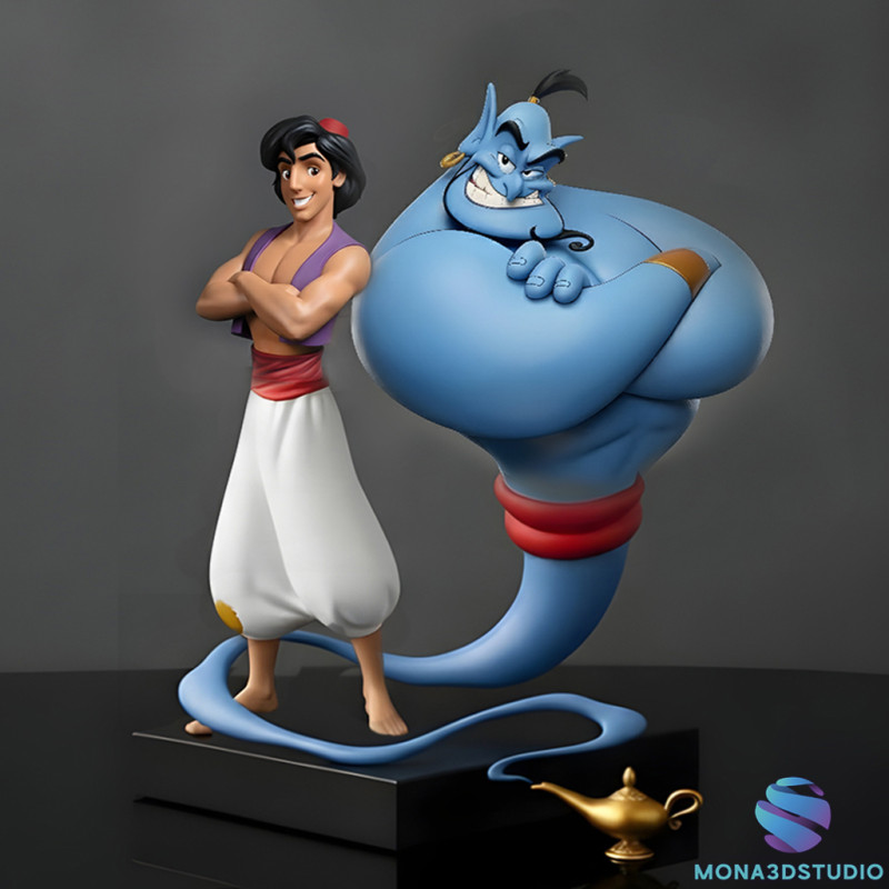 Aladdin Genie 3D Print Diorama 3D Print Model .c4d .max .obj .3ds .fbx .stl .blend 