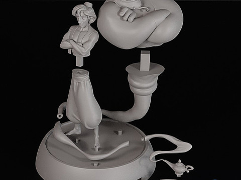 Aladdin Genie 3D Print Diorama 3D Print Model