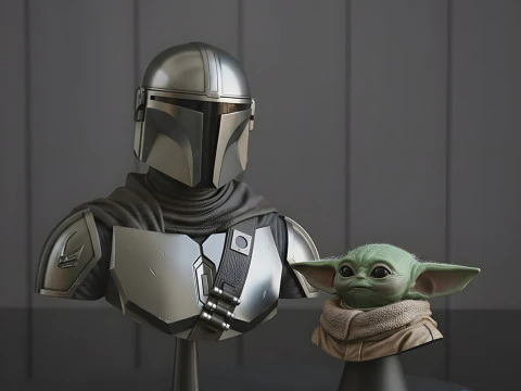 Bustos para impress&atilde;o em 3D do Mandalorian Grogu Modelo de Impressão 3D