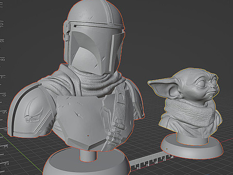 Los bustos imprimibles en 3D de Mandalorian Grogu Modelo de impresión 3D