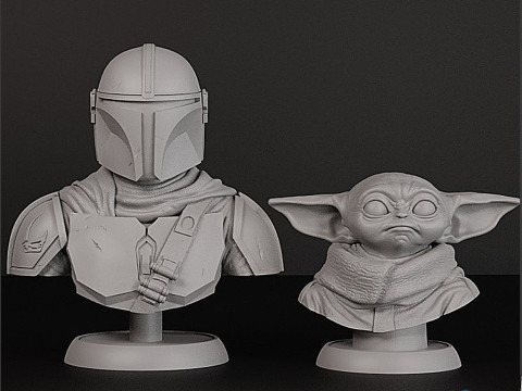 Los bustos imprimibles en 3D de Mandalorian Grogu Modelo de impresión 3D