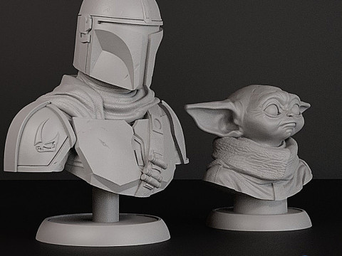 Los bustos imprimibles en 3D de Mandalorian Grogu Modelo de impresión 3D
