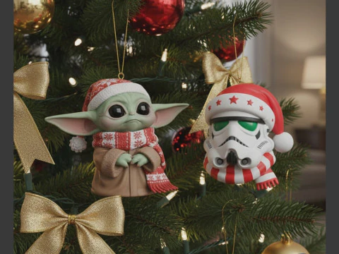 Star Wars Christmas Tree Decorations 3D Print - Baby Yoda and Stormtrooper STL 3D Print Model