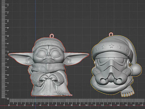 Star Wars Christmas Tree Decorations 3D Print - Baby Yoda and Stormtrooper STL 3D Print Model