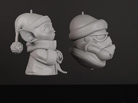 Star Wars Christmas Tree Decorations 3D Print - Baby Yoda and Stormtrooper STL 3D Print Model